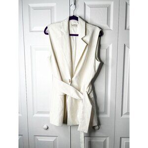 Nicholas Jennifer White Single Breasted One Button Belted Vest Women's Size 10